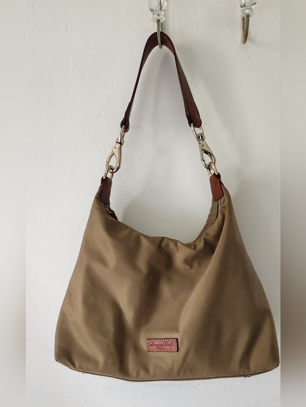 Dooney And Bourke Nylon REHAB Shoulder Bag with Brown Trim